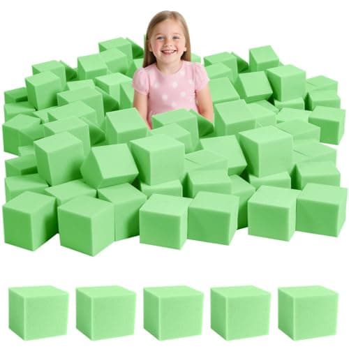 WINTECY 48PCS Foam Cubes 5x5x5 Foam Pit Blocks Set Soft Stacking Blocks for Indoor GamesTrampolines Gymnastics Parkour Action Sport Green