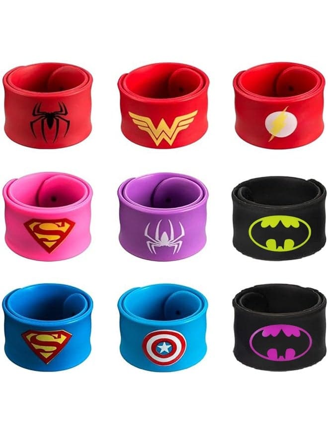 Superhero Slap Bracelet Toys for Kids Boys and Girls Birthday Party Supplies Gifts (9pcs) Superhero Slap Bracelet contains 9 slap bracelets for kids, boys and girls can freely choose their favorite superhero.