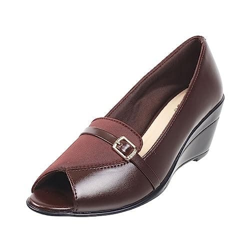Metro Women Brown Synthetic Leather Peeptoes UK/7 EU/40 (31-288)