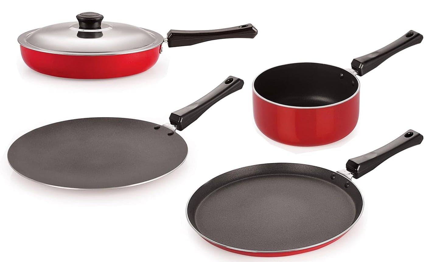 Nirlon Non-Stick Cookware Kitchen Cooking Essential Combo Set, (26_CT_FP13_SPM_FT10),Chemical Free