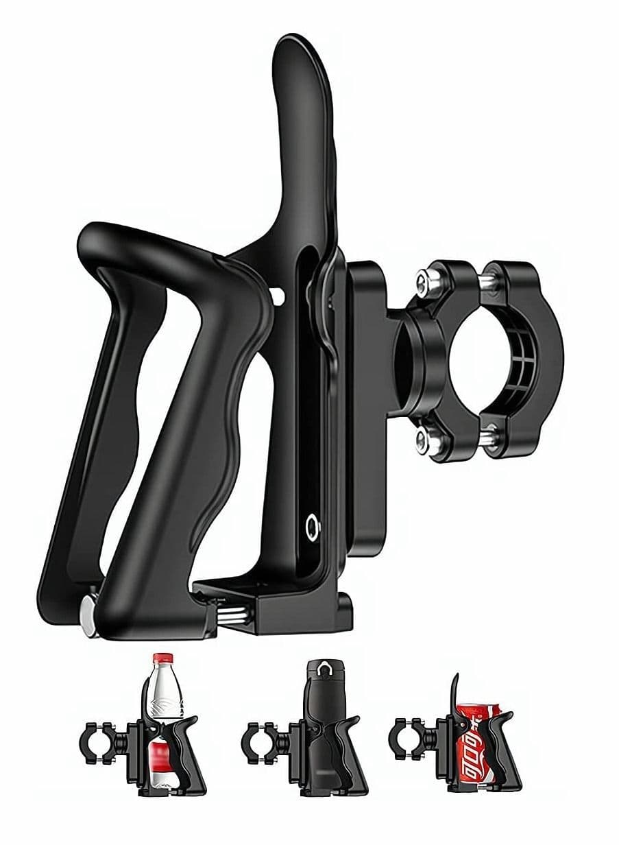 Small Bike Water Bottle Holder for 6-7.5 CM Diameter Bottle, Bicycle Cage Road Mountain Bikes, Adjustable Grip Buttons, Lightweight Strong Cup Outdoor Cycling, Black