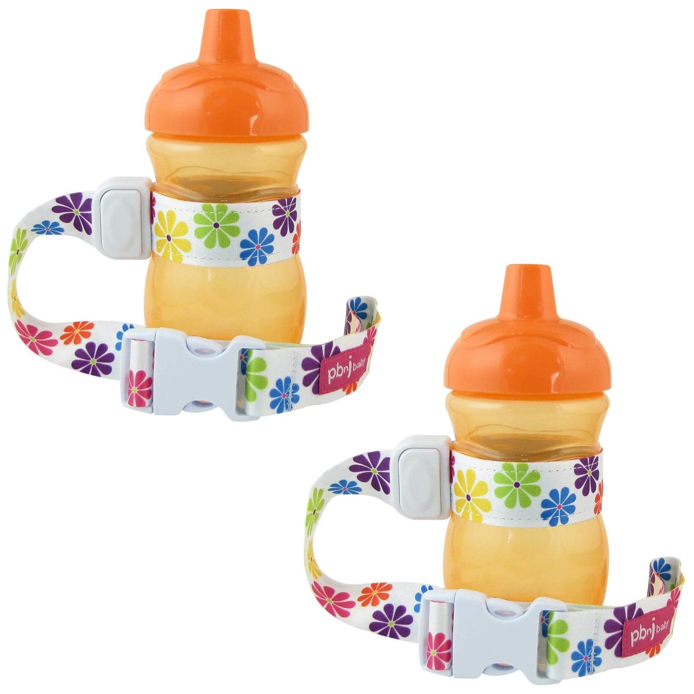 PBnJ Baby SippyPal Sippy Cup Holder Strap Leash Tether Flower 2Pack