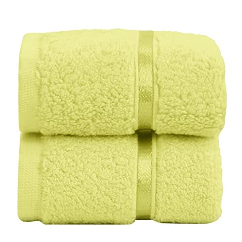 Spread Spain 100% Cotton Face Towel, Roman Face Towel Set of 2, 600 GSM, Absorbent, Soft & Quick Dry Towels for Gym, Sports, Travel, Suitable for Acne Prone Skin (30x30cm, Canary Yellow)