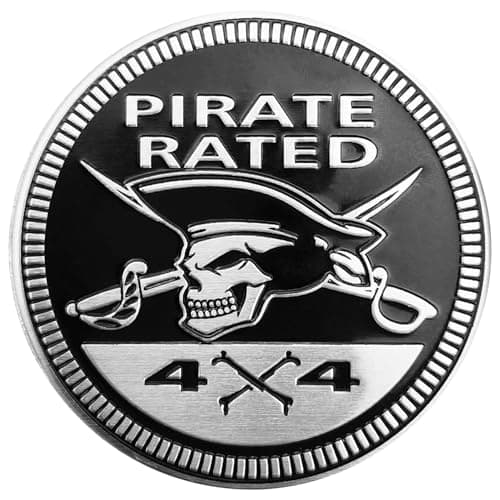 Pirate Badge Rated Metal Car Badges 3D Round Emblem Decals for Jeep Wrangler Vehicles Trucks SUVs