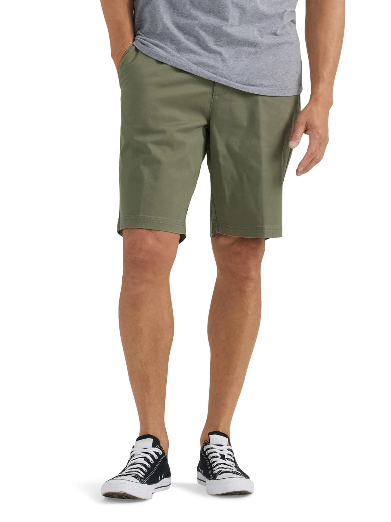 Lee Men's Extreme Motion Flat Front Short Olive Grove 30