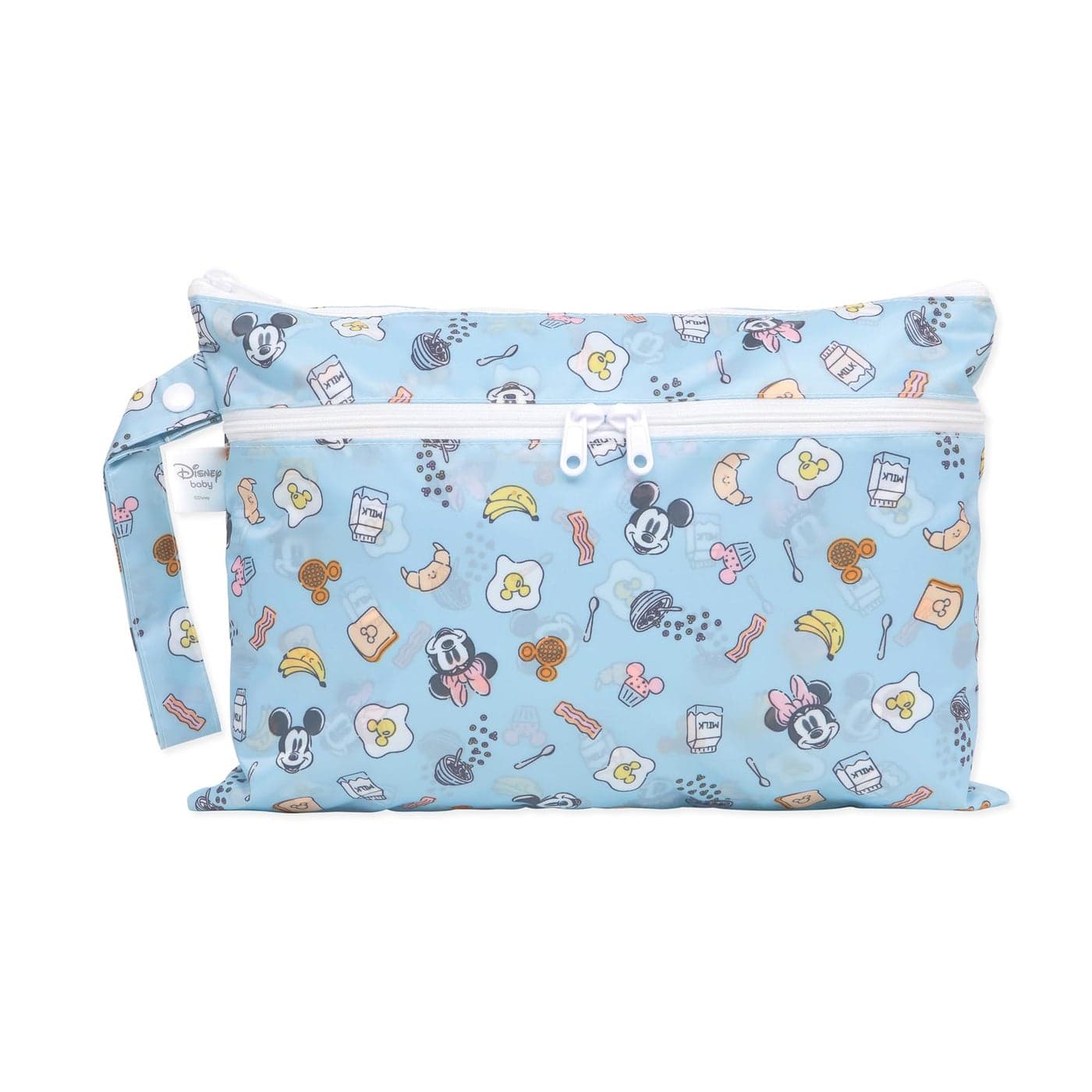 Bumkins Disney Waterproof Wet Dry Clutch Bag for Baby Travel Swim Suit Cloth Diapers Pump Parts Pool Gym Clothes Toiletry Hook to Stroller Daycare Packing Pouch Zip Bag Mickey and Minnie