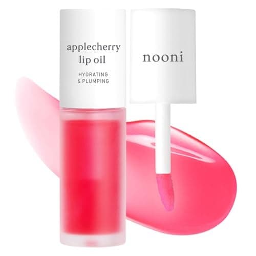 NOONI Korean Hydrating Lip Oil Applecherry LongLasting Moisturizing Plumping Revitalizing for Dry Lips Waterproof No Peel Off Hydrating Nourishing Crystal Clear 012 FL Oz