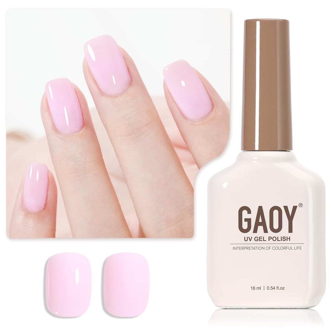 GAOY Baby Pink Gel Nail Polish 16ml Soak Off UV Light Cure Gel Polish for Nail Art DIY Manicure at Home Color 1525