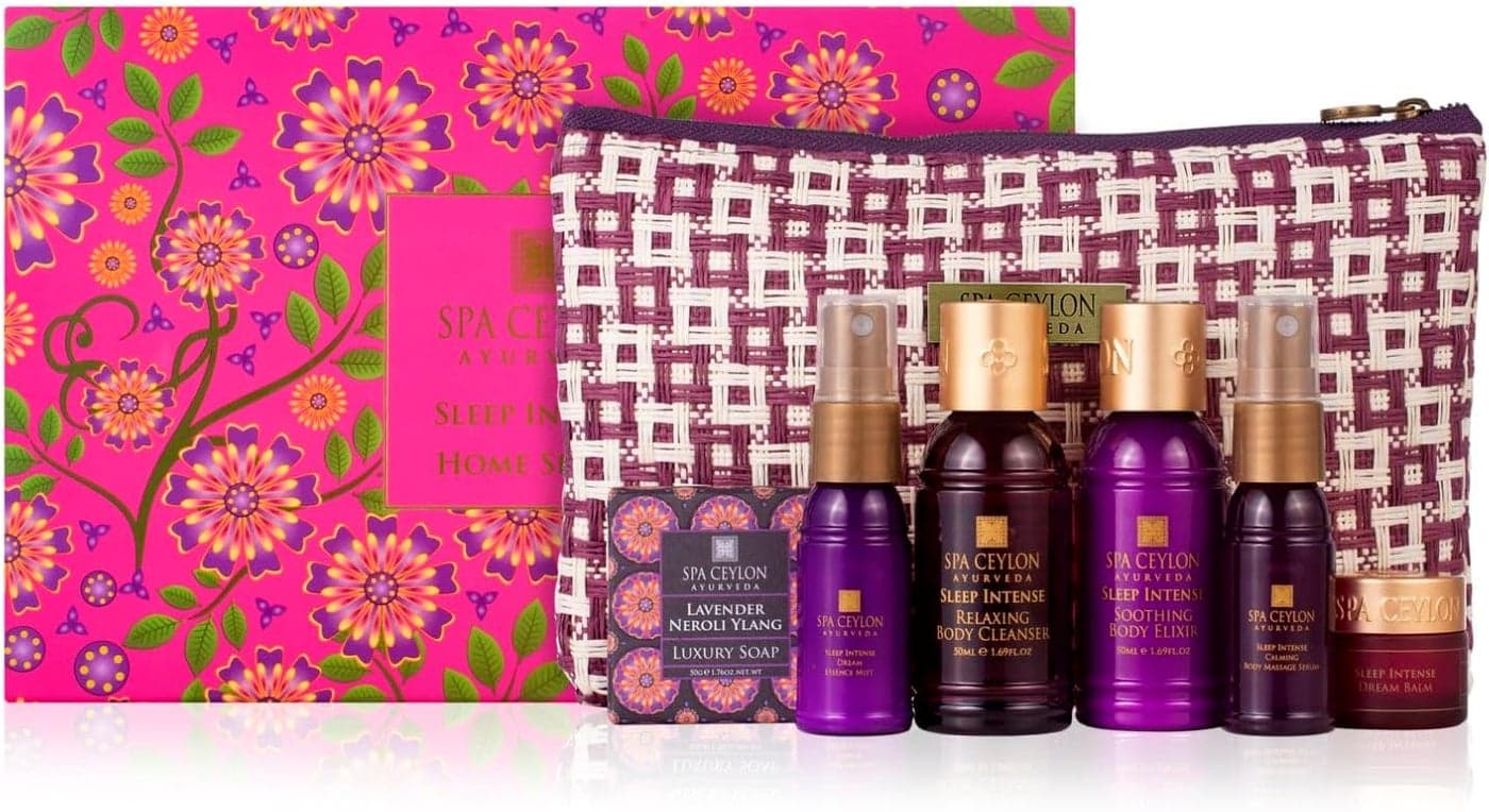 SPA CEYLON Sleep Intense Home Spa Set for Restful Sleep Ayurveda Body care and Mini Travel bag Gift set Organic bath products
