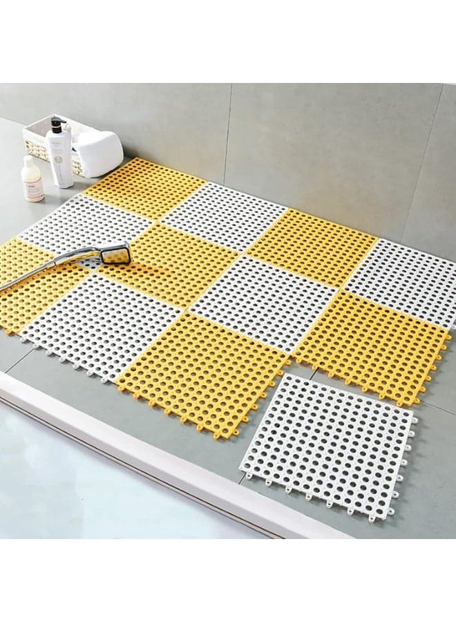 12 Pack Interlocking Non Slip Drainage Floor Tiles,PVC Bath Shower Floor Mat,Bathtub Mat Non Slip,Water Absorbing and Durable,for Bathroom,Kitchen,Pool,Wet Areas,30x30cm