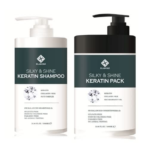 Elabore Silky Shine KERATIN Shampoo Pack SET 3380floz 1000ml