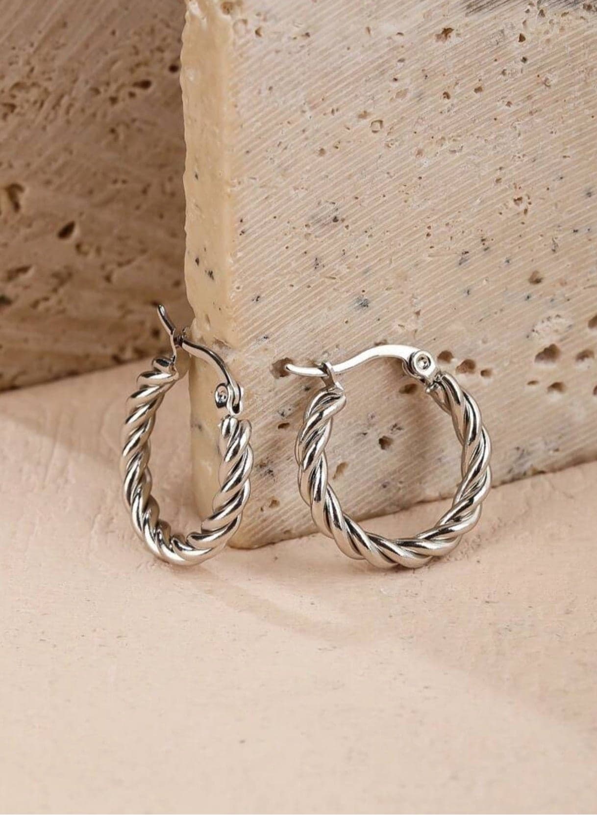 Elegant Stainless Steel Silver Plated Hoop Earrings For Women