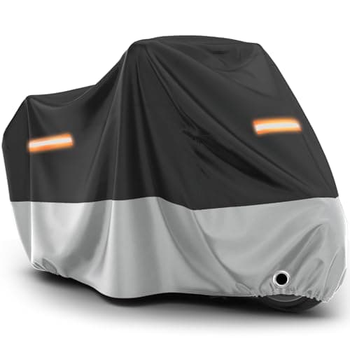 Favoto Motorcycle Cover Waterproof Outdoor - All Season Sun Protection Universal Fit Oxford Cloth with Lock-Holes Rain Snow Dust Proof Fits up to 86.6" Motorbikes Vehicle Motorbike Cover