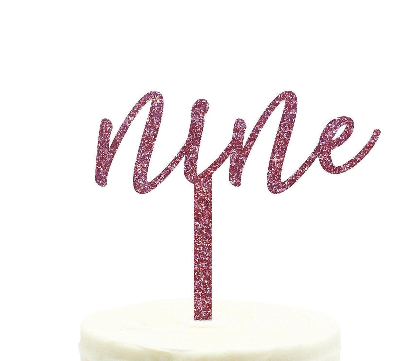 Festiko®Birthday and Anniversary Cake Toppers, Pink Glitter, Nine, 1-Pack