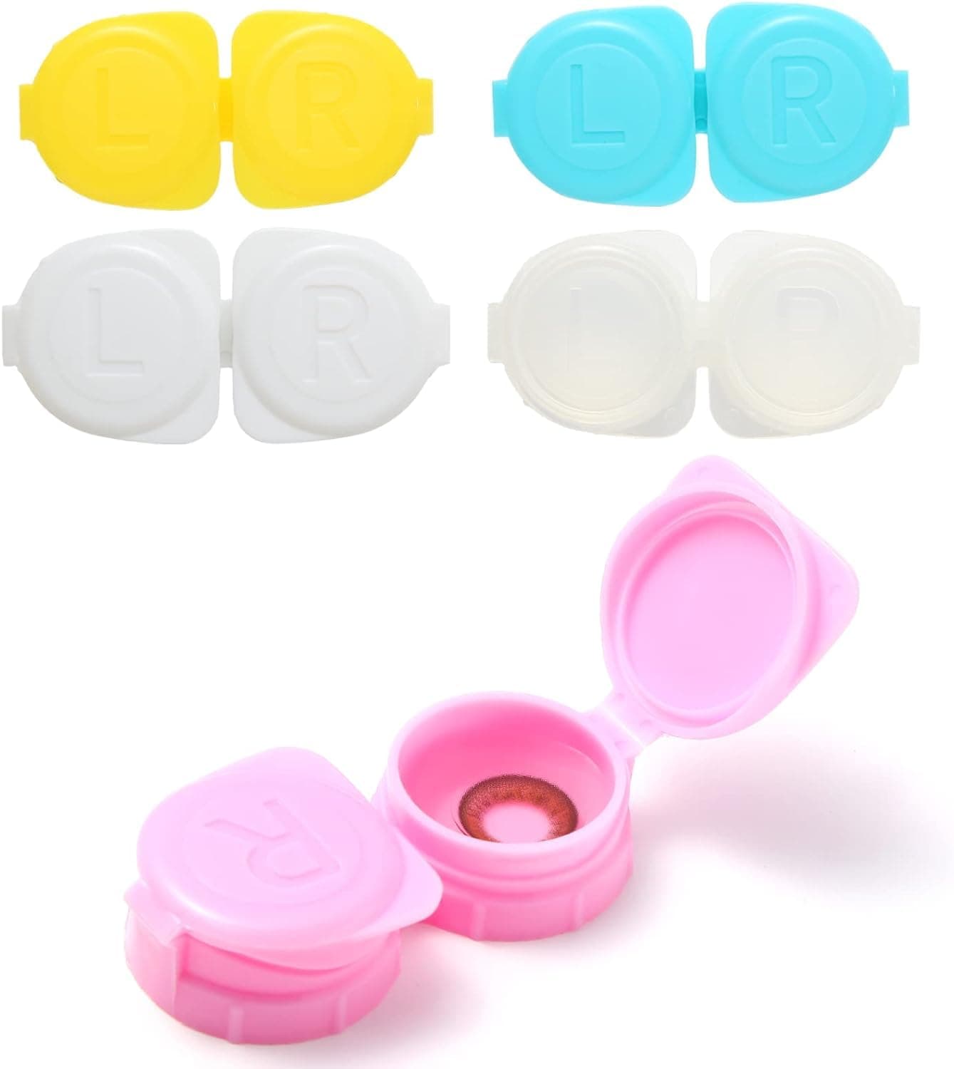 SUSUB 15Pack FlipTop Contact Lens Tight Lid Case Holder Storage Box Container Assorted Colors