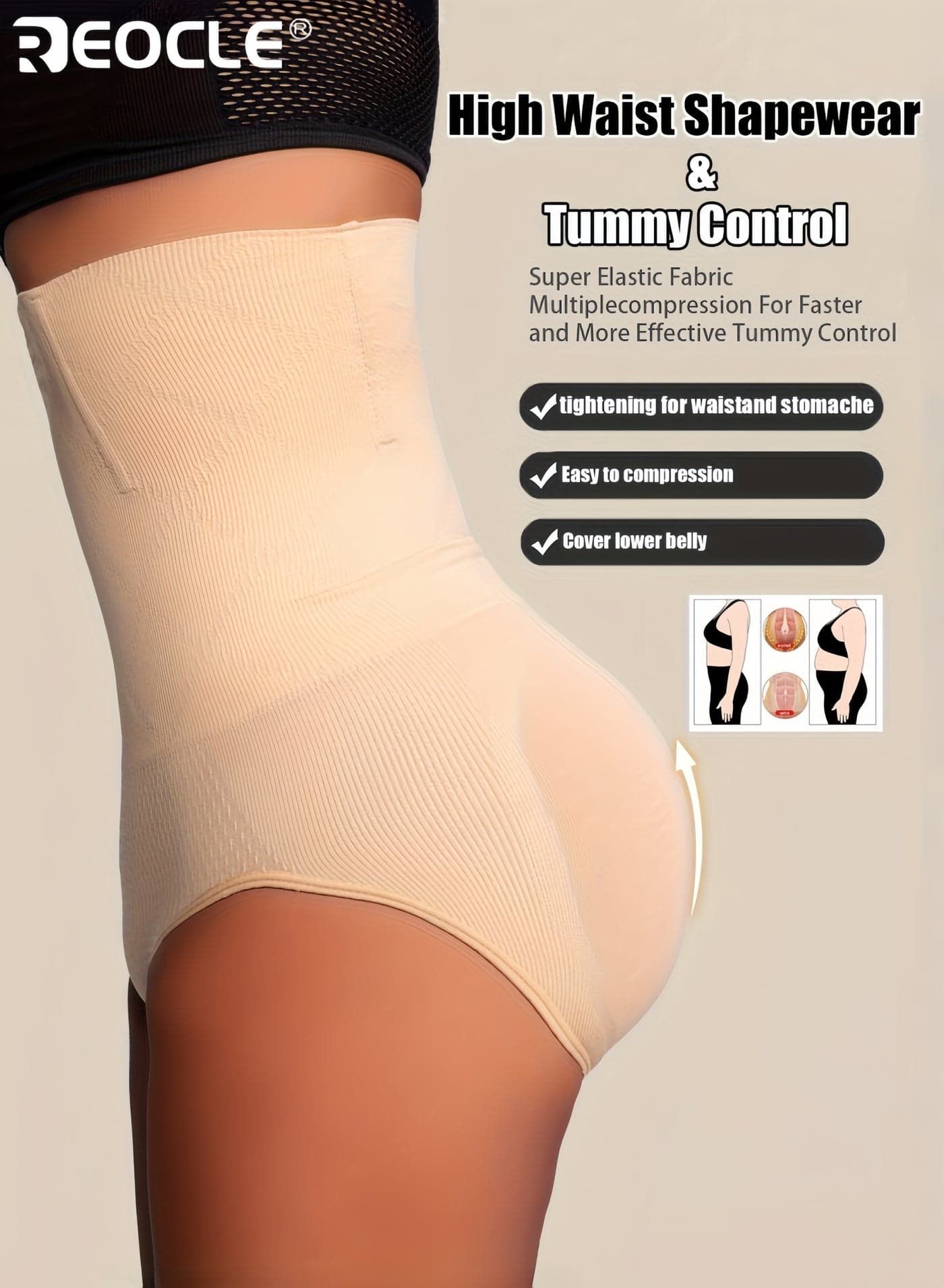 Women's High Waist Shaping Panties Tummy Control Body Shaper Flat Belly Design Hip and Butt Lifting Briefs Shapewear Underwear for Daily Wear