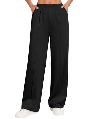 Gracyoga Wide Leg Stretchy Work Pants Slacks for Women Business Casual Outfits High Waisted Trousers with Pockets M Black