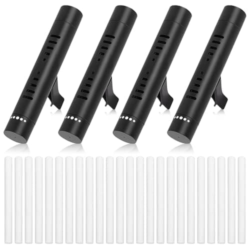 MILAKE 4 Pack Car Essential Oil Diffuser Vent Clip Aluminum Essential Oil Car Diffuser Kit with 24 Pcs Odorless Sticks Vent Clip for Cars Office Kitchen Black 4 Pcs