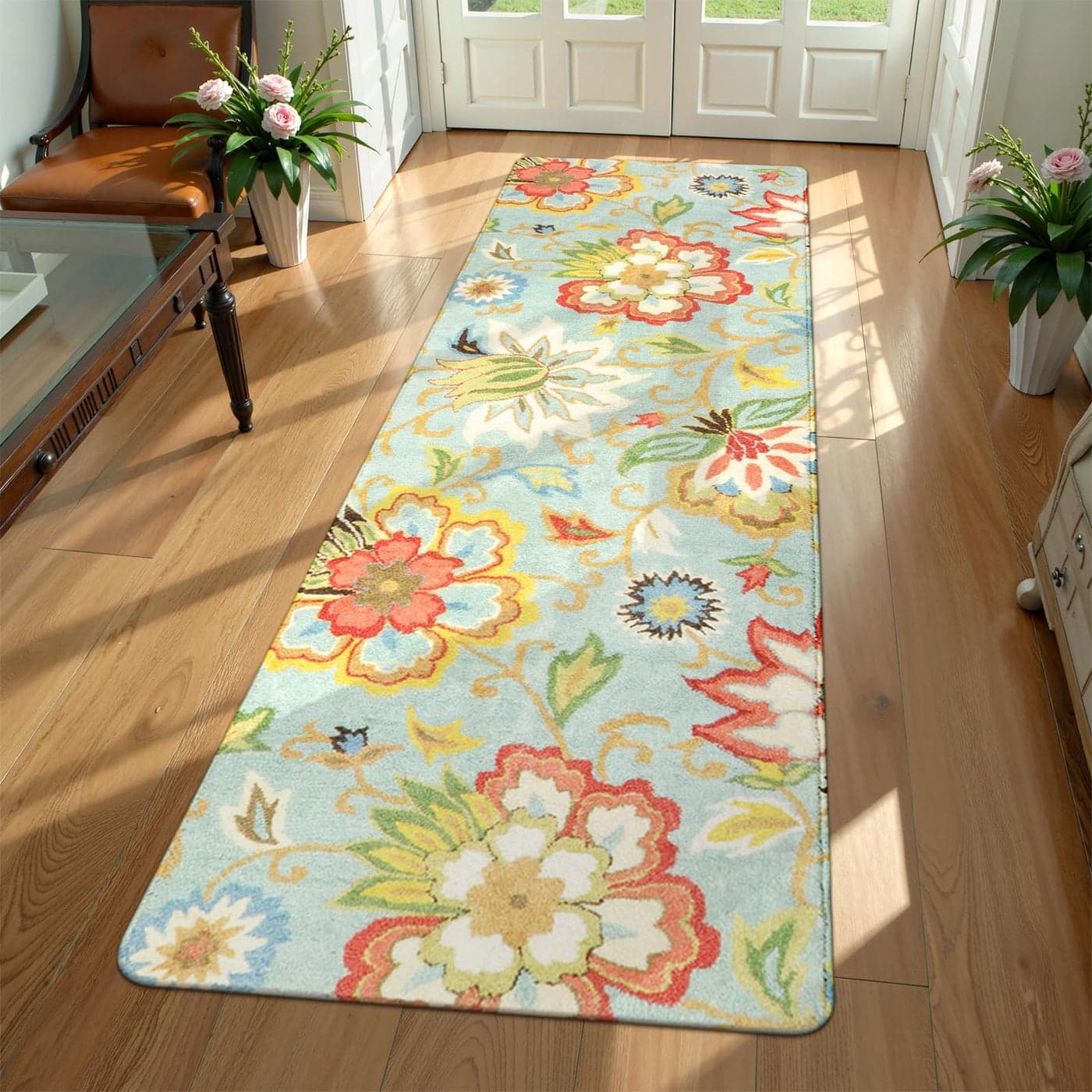 Lahome Collection Floral 2x6 Non Slip Vintage Hallway Runner Laundry Throw and Mats for Laundry Room Washable Kitchen Floor Bathroom Hallway Entryway Area Rugs