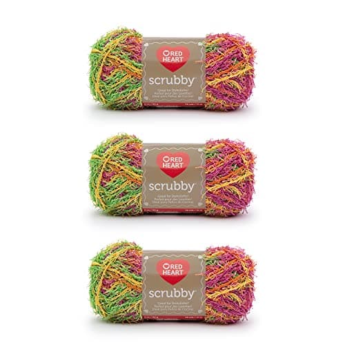 Red Heart Scrubby Tropical Yarn 3 Pack of 85g3oz Polyester 4 Medium Worsted 78 Yards KnittingCrochet
