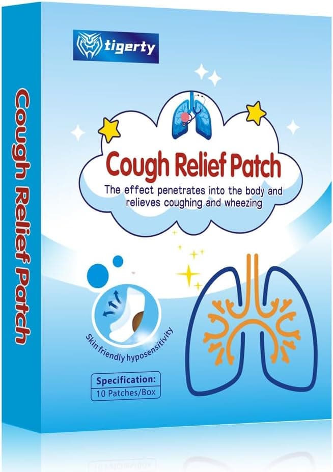 tigerty Cough Patch Easy Stickers Sticker Patches for Kids and Adults AllNatural Cold and Cough Relief Chemical Free Natural Herb Cough Patch 10 Pack