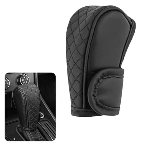 HHZL Car Shift Handle Transmission Knob Cover Accessories EcoLeather Car Shift Cover Center Console Magic Tape Gear Lever Protector Universal for Most CarsBlack