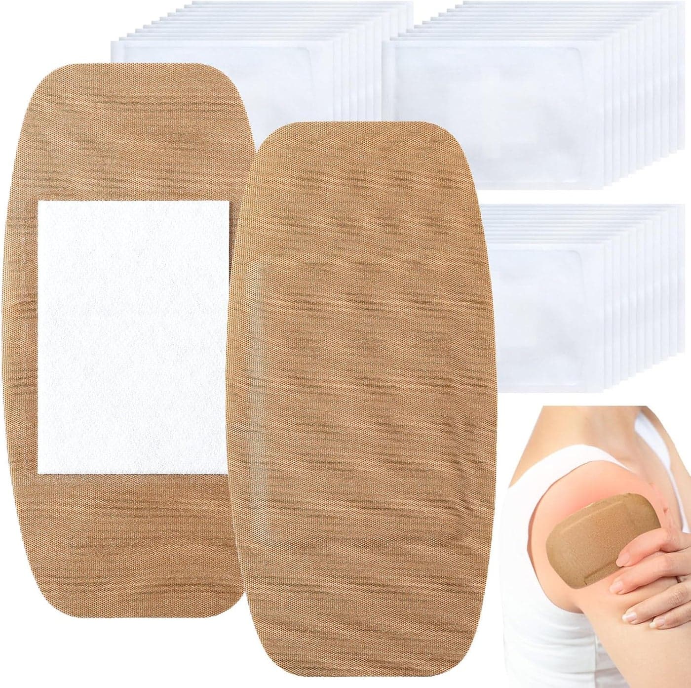 Geiserailie 40 Pcs Extra Large Flexible Adhesive Bandages 6x3 Fabric Bandages with NonStick Pad Latex Free Painless Removal for Wound Care and First Aid
