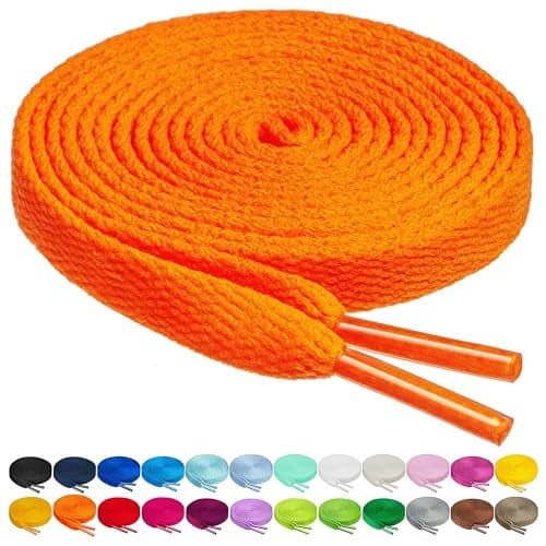 Birch Shoelaces in 27 Colors Flat 5/16" Shoe Laces in 4 Different Lengths (56" (142cm), Neon Orange)