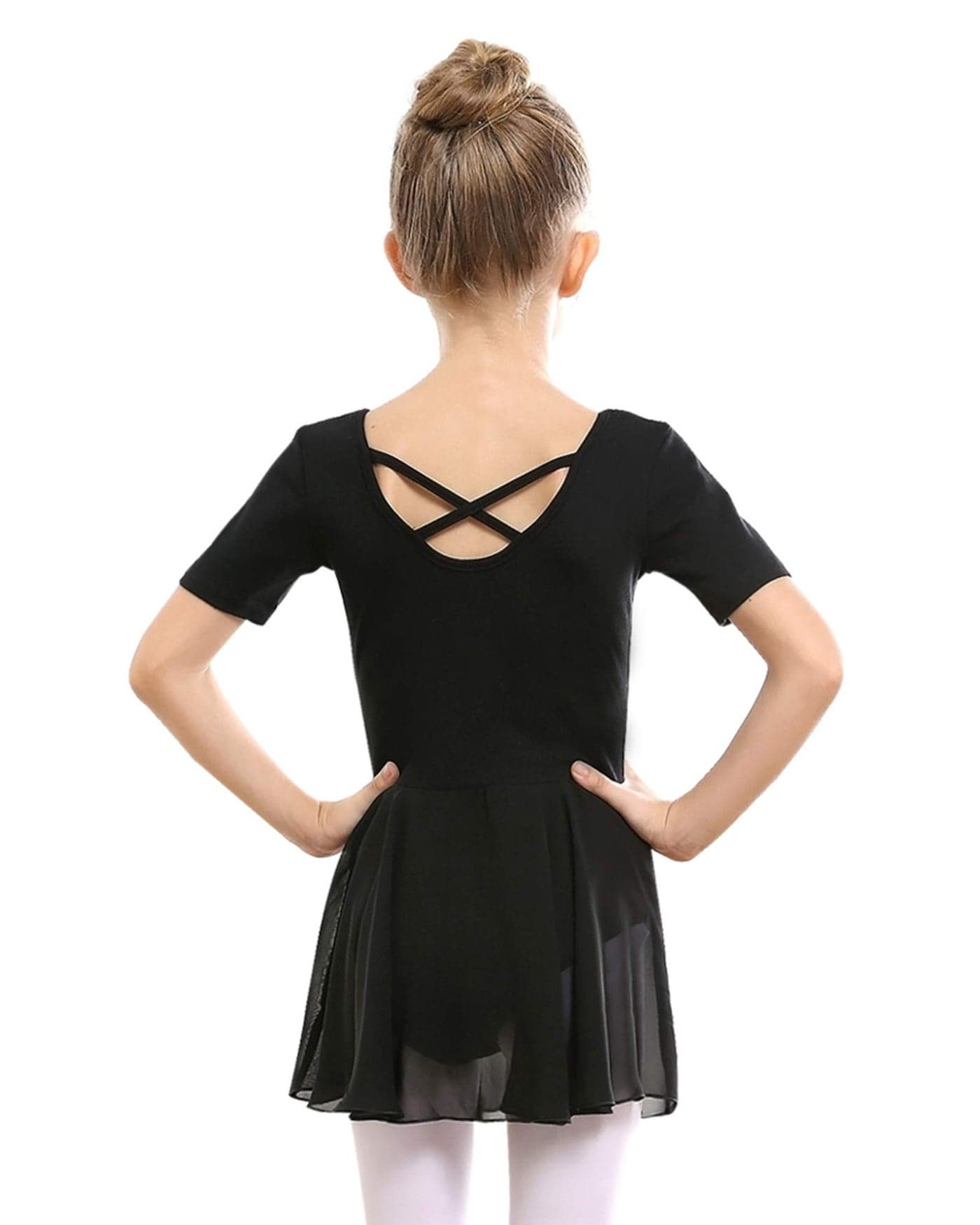 Stelle Ballet Leotards for Girls Dance Leotard with Skirt Toddler Dance Outfits Criss-Cross Back (Black,2-3T)
