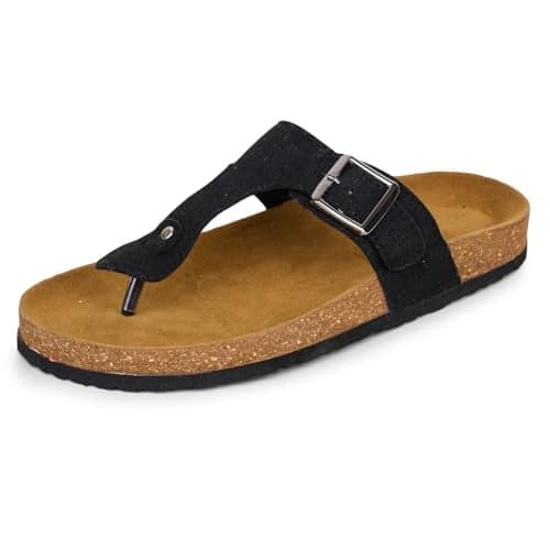 TRASE Cork Slipper For Women | Comfortable Arch Support (Black, 6 UK)