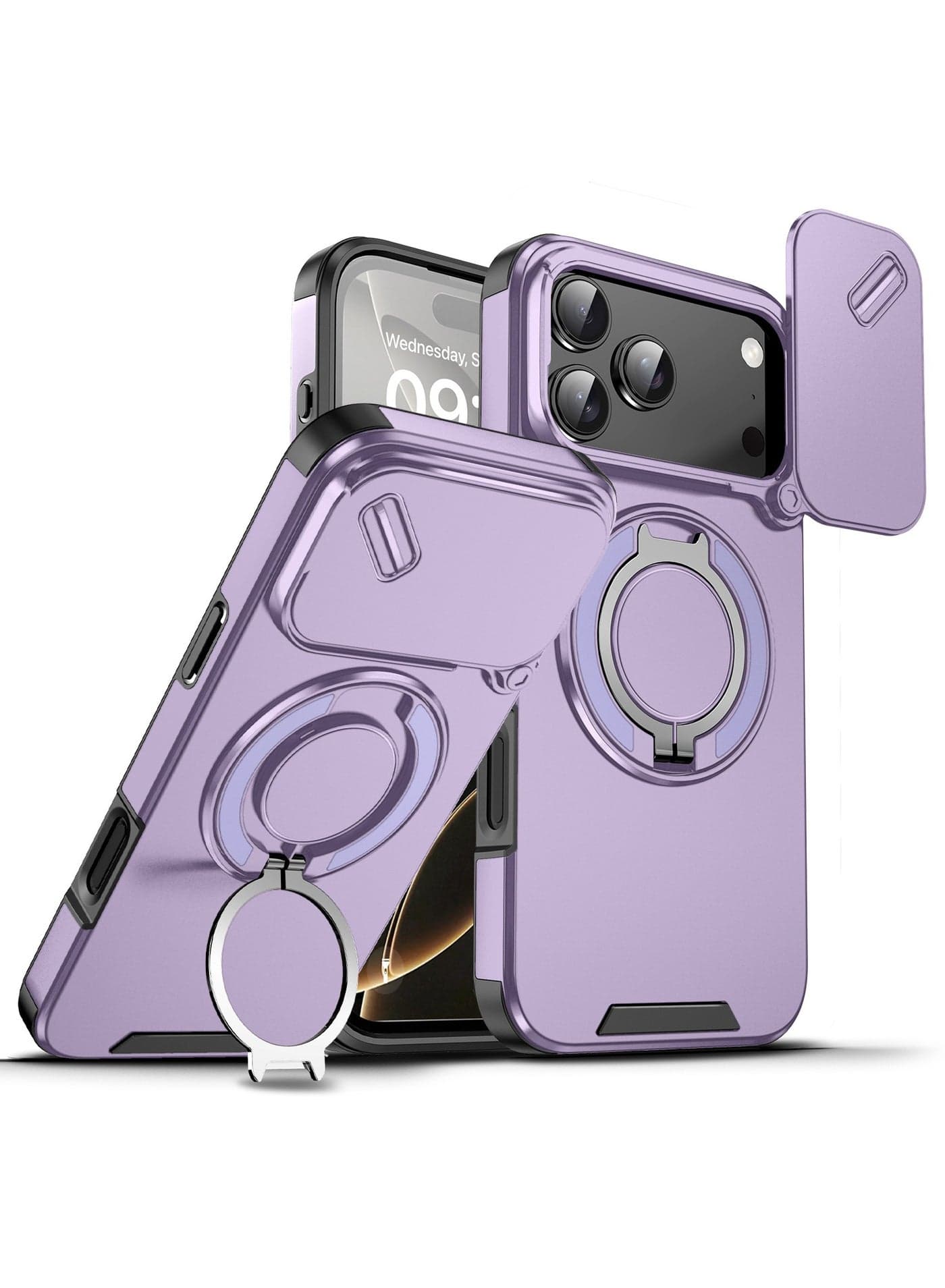 Compatible with iPhone 17 Pro Max shockproof phone case with stand providing all-around protection for your phone
