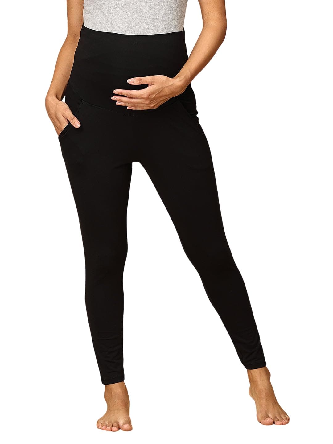 The Mom Store Comfy Maternity Leggings | Comfortable | Soft | Pre and Post Pregnancy | Color - Black | Size - 2XL
