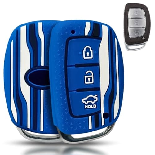 KEYCEPT Tristar Key Cover for Hyundai Grand i10 NIOS Asta| Venue| i20| Aura| Creta| Exter| i20 Elite| Verna 4s| i20 Active| Venue Sx| Elantra 3 Button Smart Key. (Blue)
