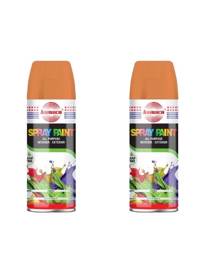 Asmaco Spray Paint - Fluo Orange Yellow - 400 Ml - Set of 02