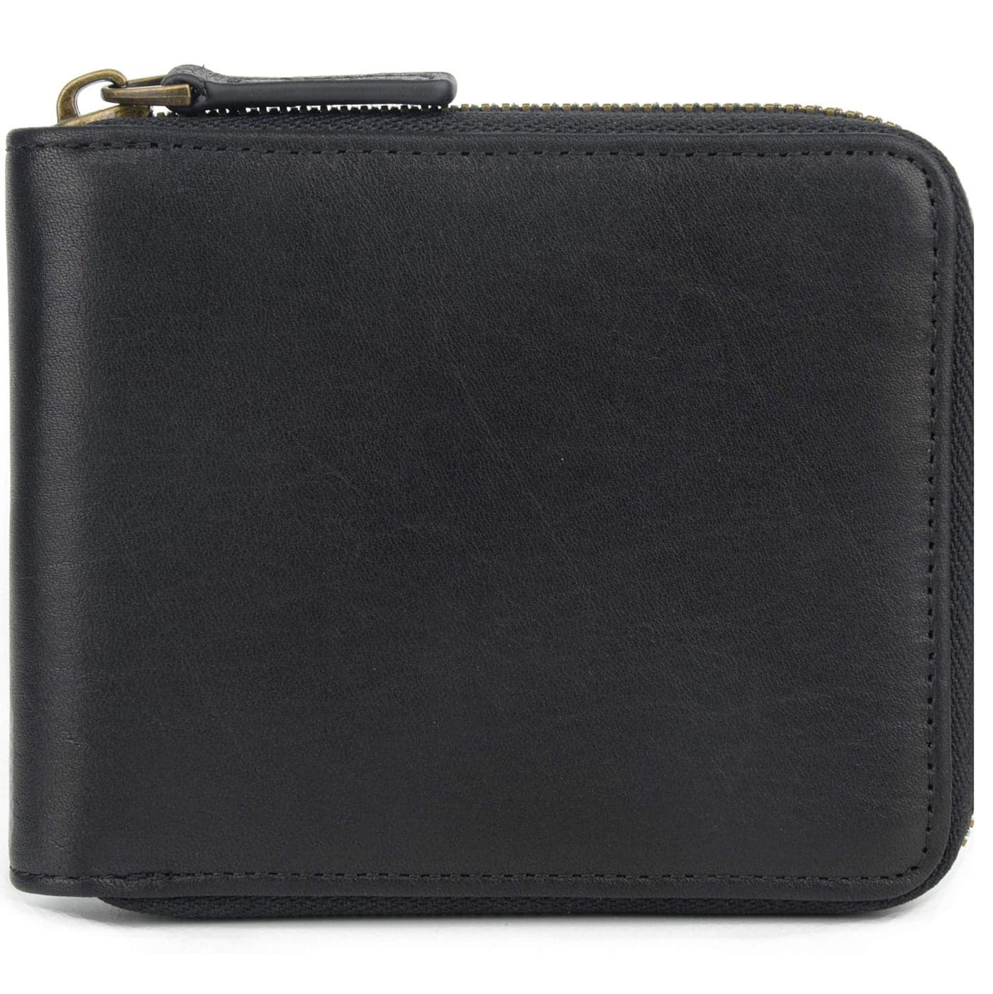 Genuine Leather Zipper Wallet With Coin Pocket, RFID Blocking Zip Around Front Pocket Bifold Wallet, Gift for Men (Black)
