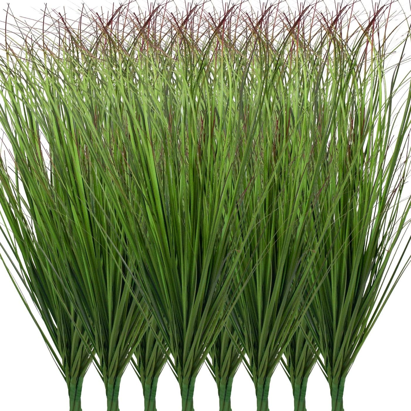 LUZOGA 24Pcs Artificial Grass Plants Faux Shrubs Wheat Grass Artificial Tall Grass Fake Plants for Outdoor DecorArtificial Greenery Stems Weed for Room Indoor Home DecorGreen Red Tail