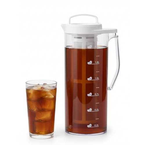 InstaCuppa Cold Brew Coffee Maker 2.2L – BPA-Free Jug with Measurement Markings, Fine Nylon Mesh Filter, Airtight Lid, Leak-Proof V-Spout, Easy-Grip Handle, Iced Coffee Maker Pitcher