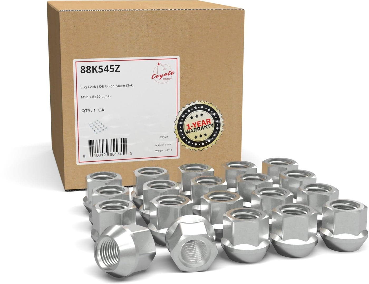 Wheel Accessories Parts 20 Pcs M12x15 12x15 Thread Open End Bulge Acorn 21mm 084 Long Lug Nuts Zinc 34 19mm Hex Fits Many Chevy Honda KIA Hyundai Passenger Vehicles