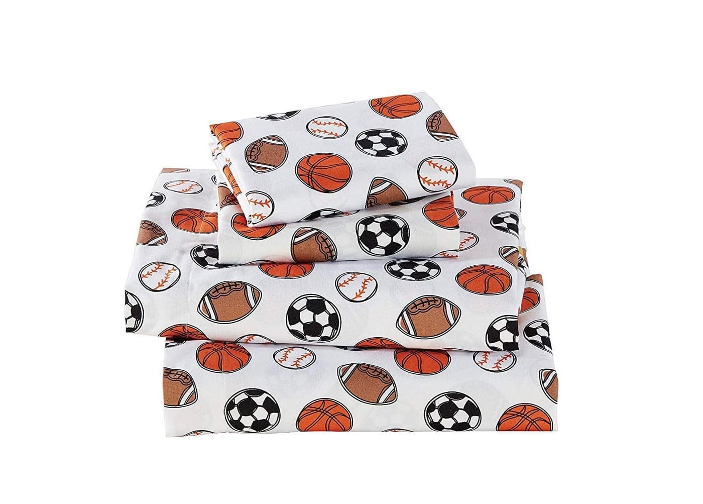 Fancy Collection Sheet Set Sport Baseball Basketball Football Soccer White Black Orange Brown New Queen