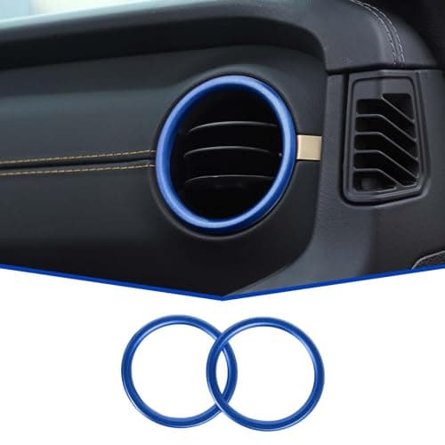 JeCar Dashboard Air Conditioner Vent Ring Aluminum Alloy AC Outlet Trim Cover Interior Accessories Compatible with Jeep Wrangler JL JLU 2024, Blue