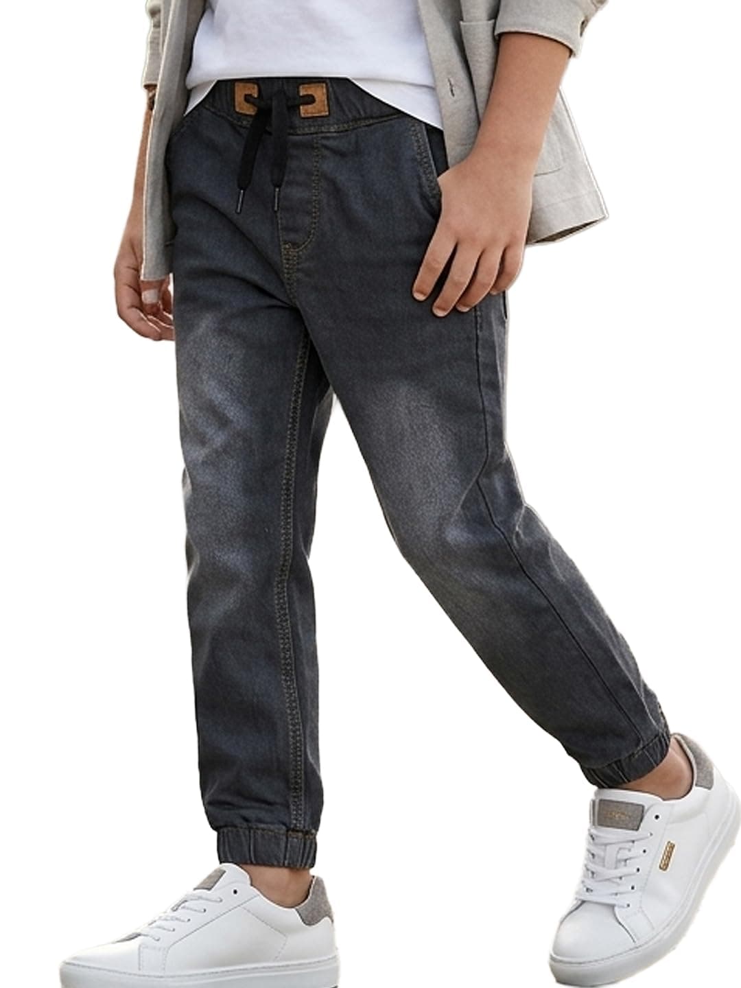 Urbano Juniors Boy's Dark Grey Slim Fit Jogger Jeans Stretch (junhpsjoggerboy-dgrey-5-6)