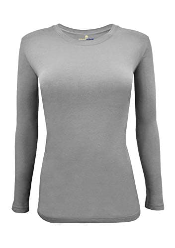 Natural Uniforms Women's Under Scrub Tee Crew Neck Long Sleeve T-Shirt (Grey, Large)