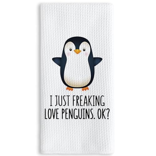 TNUW Penguin Gifts Kitchen Towels – Cute Hand Towels 16×24 in, Funny Winter Gifts for Women, Animal-Themed Dish Towels for Holiday or Bathroom Decor