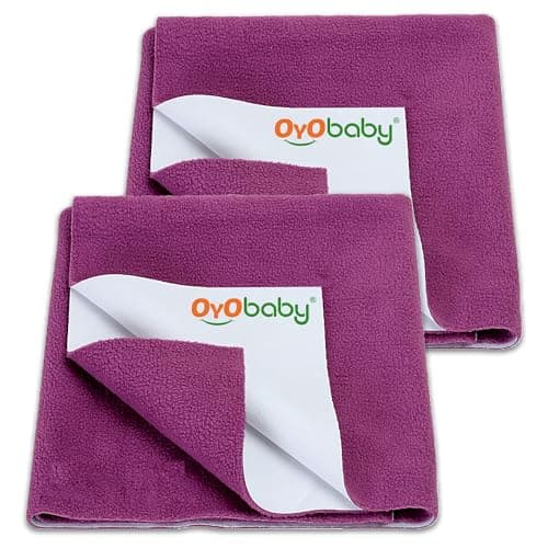 OYO BABY Baby Dry Sheet Combo, Pack of 2 Medium 100×70 cm | Durable Waterproof Mattress Protector | Quick-Dry, Breathable, Extra Absorbent for Babies 0-12 Months - Rani Pink