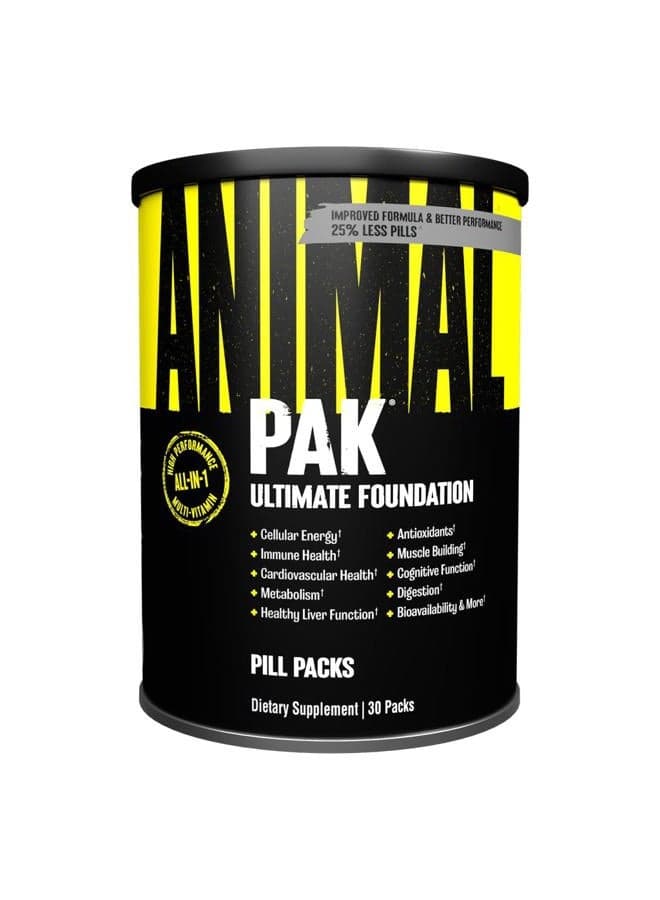 Pak - Convenient All-in-One Vitamin & Supplement Pack - Zinc, Vitamins C, B, D, Amino Acids and More - Sports Nutrition Performance Mulitvitamin for Women & Men - Updated Version - 30 Count