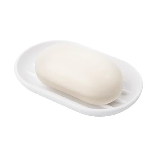 Umbra Touch Dish for Bathroom-Contemporary, Practical Molded Oval Soap Bar Holder for Bath Sink-Nicely Fits Into Amenity Tray-Easy to Clean, Highly Durable, 13 x 9 x 2 cm, White