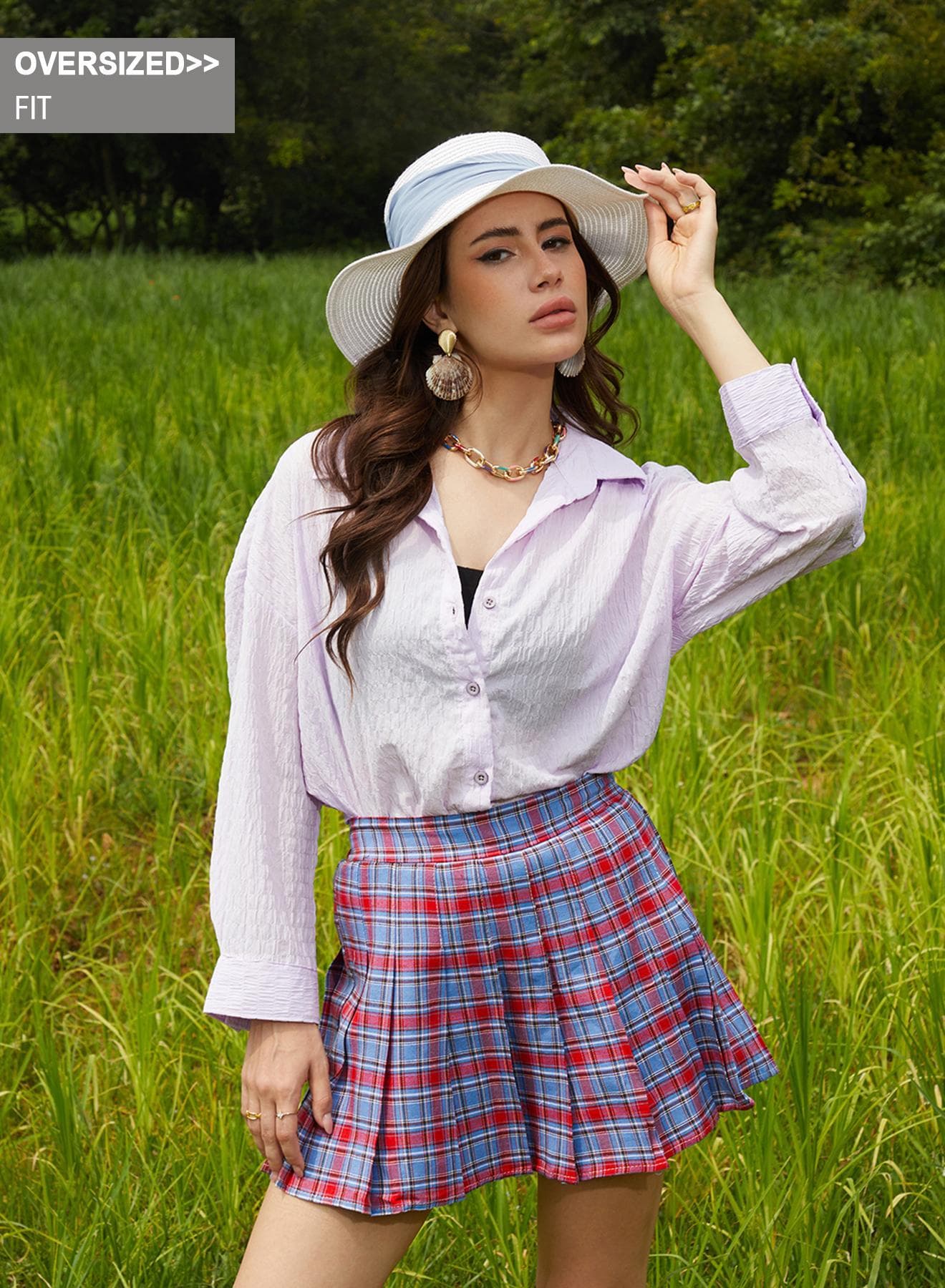 Women's Lilac Ruched Oversized Shirt