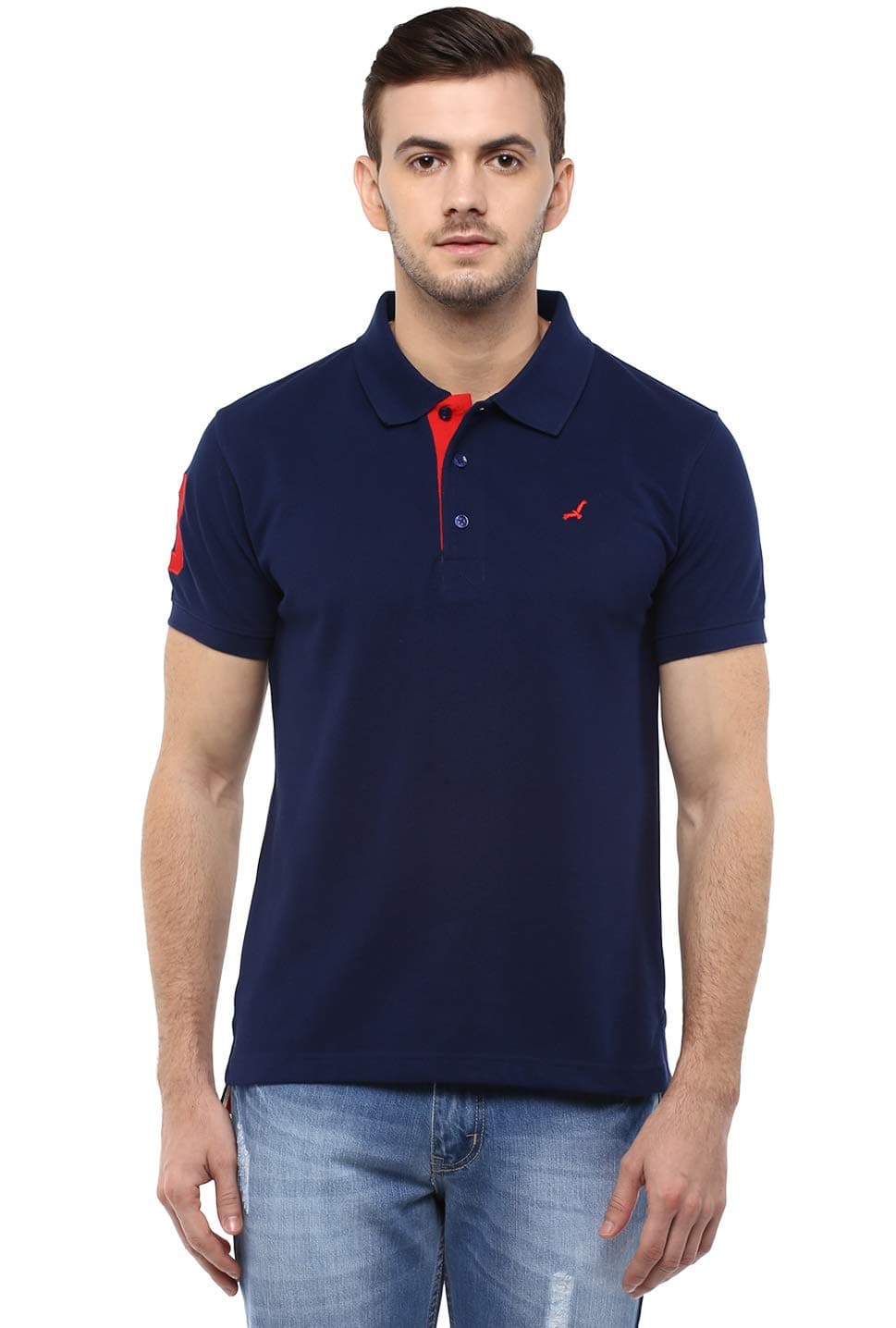 American Crew Men's Regular Fit T-Shirt (AC283-L_Navy Blue_L)