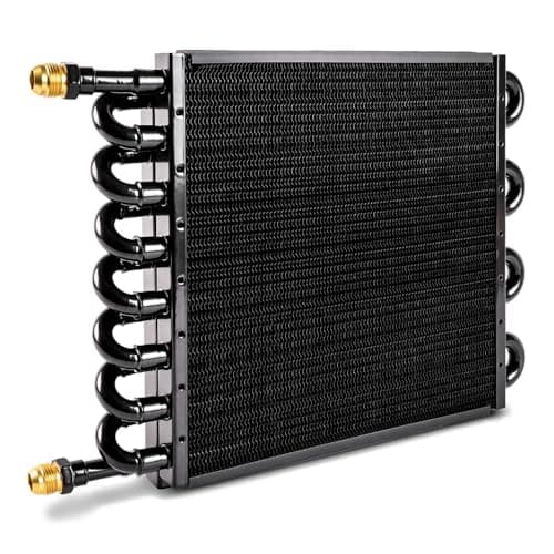 BARTOO 1/2" Transmission Cooler, Aluminium alloy 16 Pass Tube and Fin Universal Oil Cooler Kit Air Compressor Aftercooler (Black)