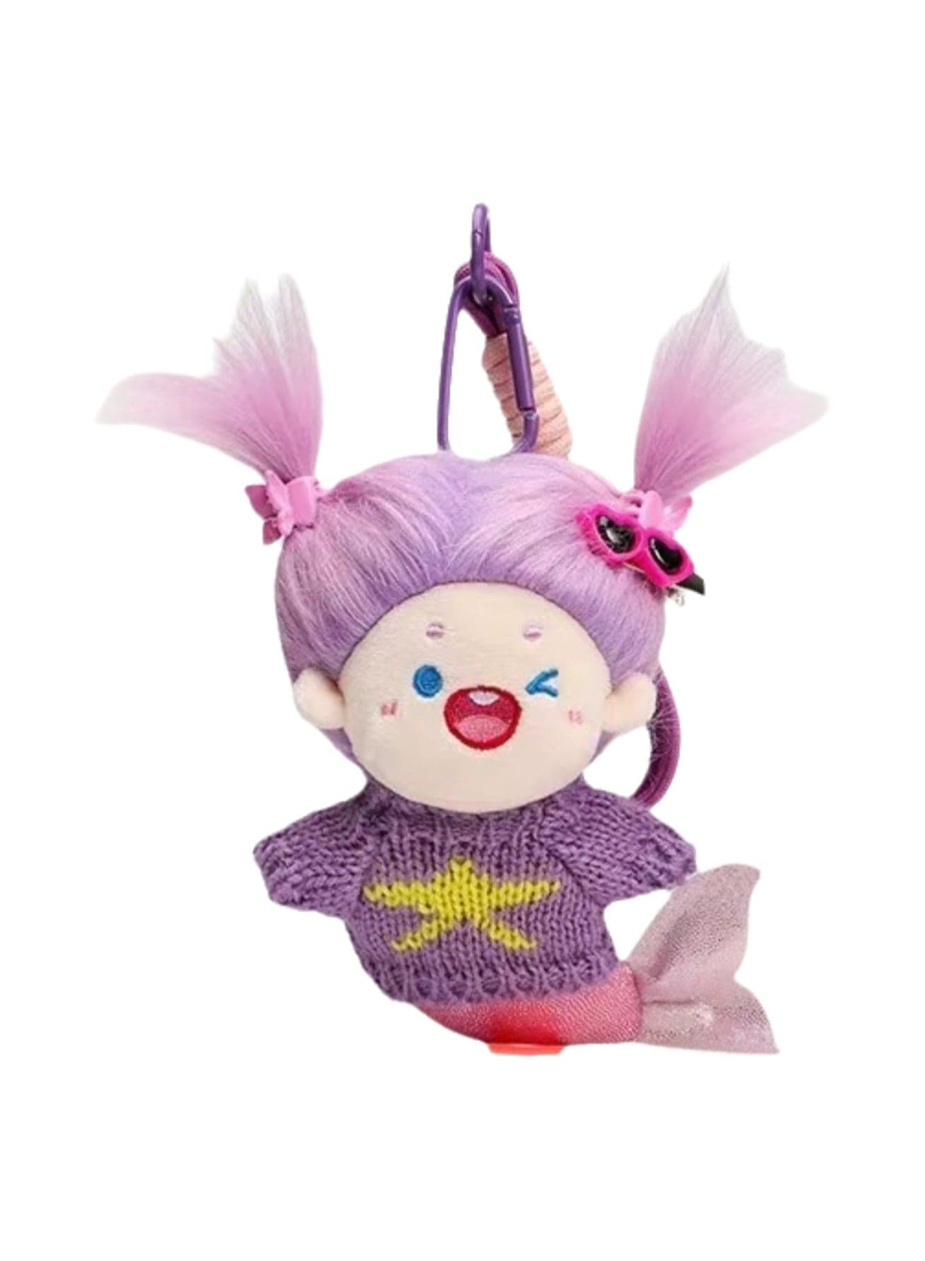 Creative DIY Purple Hair Mermaid Plush Pendant Cute Cotton Doll Keychain School Bag Accessory